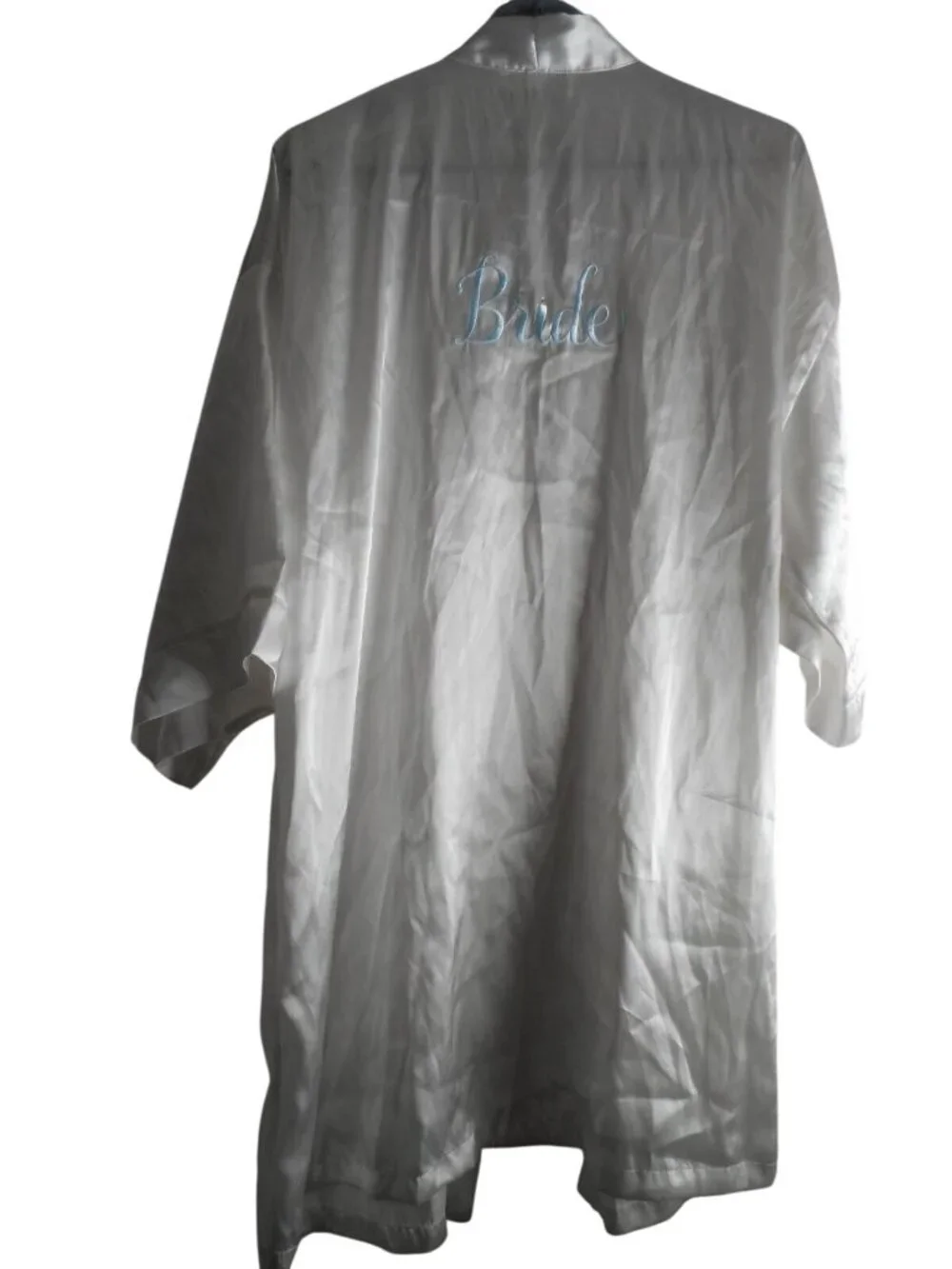 White Satiny Bride Robe Lingerie Sz M/L tie close - Picture 3 of 5